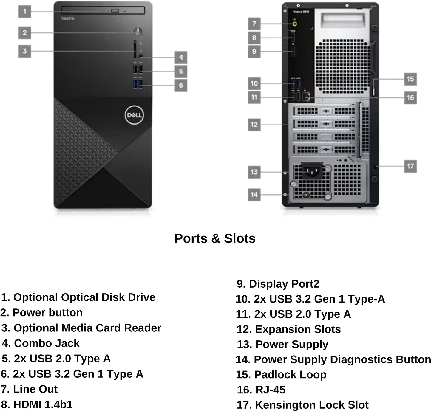 Brand New Original Model 2025 Desktop 👌🏼Dell Vostro 3910 12th Business Desktop, Intel Core i7 Processor |32GB DDR4 Ram |1 TB SSD|1TB SSD |WiFi 802.11ac |Bluetooth 5.0 |DVD-RW |Windows-11 Pro (Black)