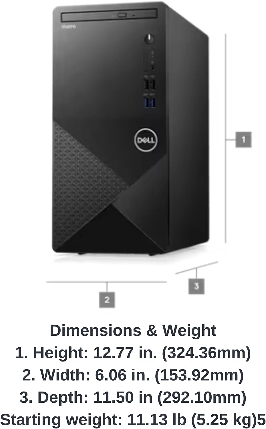 Brand New Original Model 2025 Desktop 👌🏼Dell Vostro 3910 12th Business Desktop, Intel Core i7 Processor |32GB DDR4 Ram |1 TB SSD|1TB SSD |WiFi 802.11ac |Bluetooth 5.0 |DVD-RW |Windows-11 Pro (Black)