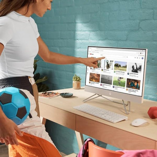 New 2026 HP 24-CR0121NH: Vibrant 23.8" Touch Display, Speedy 13th Gen Intel i5, 8GB Memory, Generous 512GB SSD Storage & Smooth Intel Iris Xe Graphics - Experience Efficiency! This headline effectively captures the key features and benefits -White
